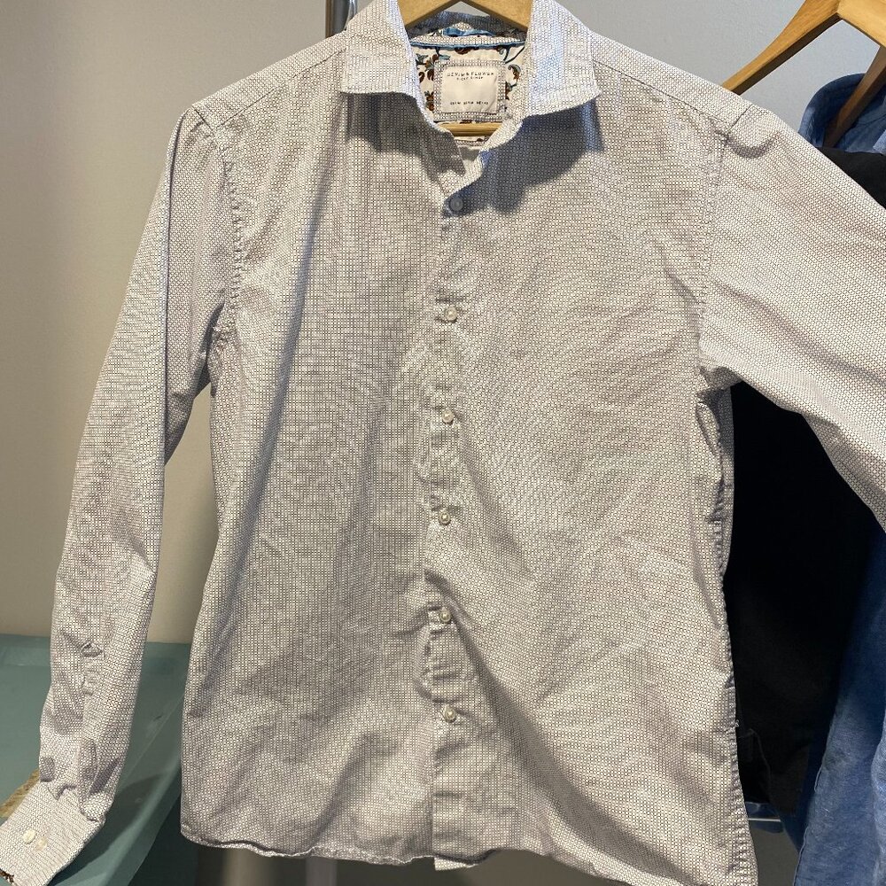 Soft White Patterned Men's Medium Button-down Denim & Flower Brand